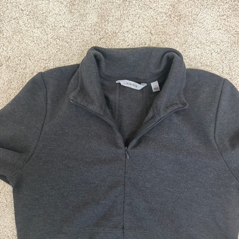 Athleta Womens Gray Quarter Zip Long Sleeve Knit A-Line Dress Size M EUC - Picture 2 of 10